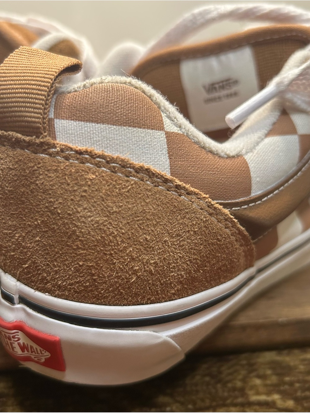 Vans Knu Skool Mega Check Suede / Canvas Brown / White Skate sneakers - Picture 15 of 15